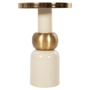 Coffee table Ambur Hm4238.03 metal enamel lacquer ecru and gold D40.5x62hcm