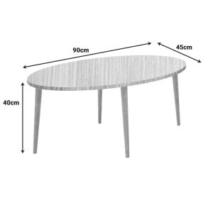 Barton coffee table with natural veneer top and walnut legs 90x45x40 cm