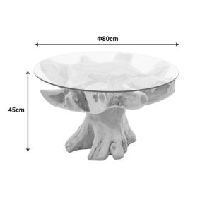 Холна маса Benzou от тиково дърво в естествен цвят D80x45см