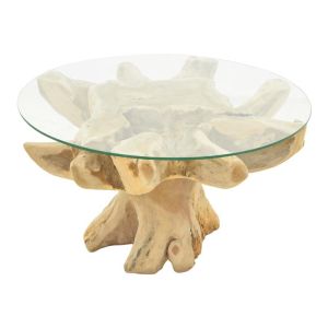 Холна маса Benzou от тиково дърво в естествен цвят D80x45см