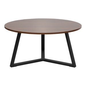 Berton coffee table in walnut color and black metal D80x40cm