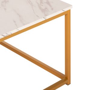 Холна маса Braylen Hm8942,11 от меламин цвят бял с мраморен ефект и златна метална база 75x75x43hcm