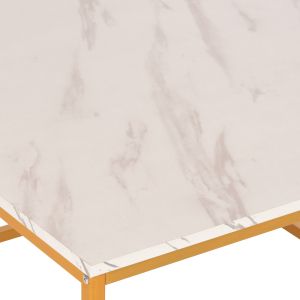 Холна маса Braylen Hm8942,11 от меламин цвят бял с мраморен ефект и златна метална база 75x75x43hcm