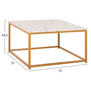 Холна маса Braylen Hm8942,11 от меламин цвят бял с мраморен ефект и златна метална база 75x75x43hcm