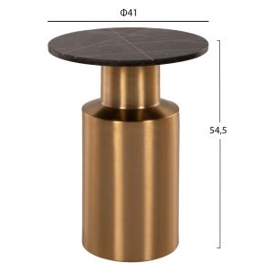 Холна маса Claydee Hm9675 метална цвят черен/златен с инкрустиран мраморен плот D41x54,5hcm