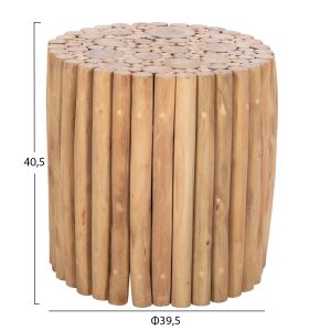 Холна маса Cooter Hm9865 от тикови клонки в натурален цвят D39x40,5hcm