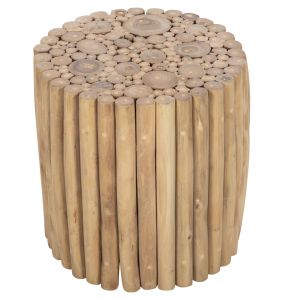 Холна маса Cooter Hm9865 от тикови клонки в натурален цвят D39x40,5hcm