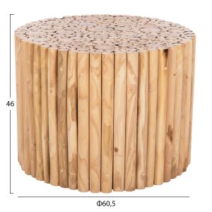 Холна маса Cooter Naturally Hm9864 от тикови клонки в натурален цвят D60,5x46hcm