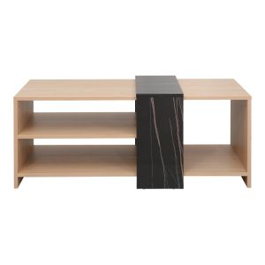 Cozeto coffee table in natural color and marble look 100x53x41.5 cm
