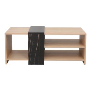 Cozeto coffee table in natural color and marble look 100x53x41.5 cm