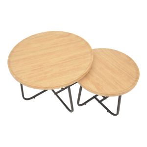 Холна маса Crismory от 2 части Mdf в естествен нюанс и черни метални крака