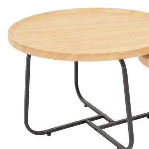 Холна маса Crismory от 2 части Mdf в естествен нюанс и черни метални крака