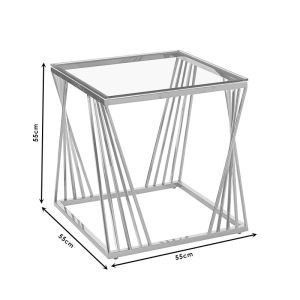Холна маса Dair стомана инокс-галванично позлатяване плот стъкло 8mm 55x55x55cm