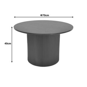 Dovel coffee table made of Mdf in black color, dimensions 70x40 cm