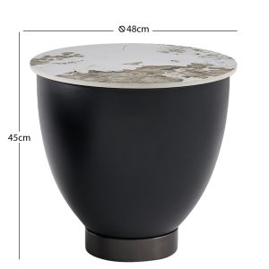 Coffee table Eridano Sm18310.02 black metal-sintered stone Pandora Φ48x45hcm