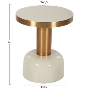 Холна маса Erode Hm4243,07 метална емайл лак екрю и златно D40,5x48hcm