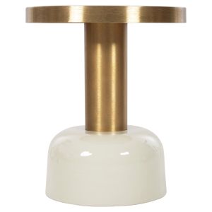 Холна маса Erode Hm4243,07 метална емайл лак екрю и златно D40,5x48hcm
