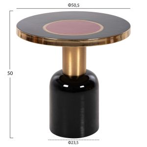 Холна маса Erode Hm4248,01 метална емайл лак черен/череша D50,5x50hcm