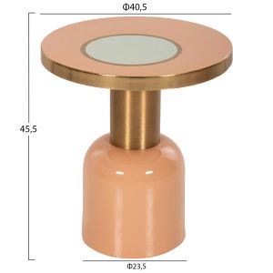 Холна маса Erode Hm4249,08 метална емайл лак праскова и златно D40,5x45,5hcm