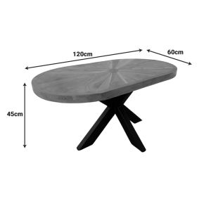 Coffee table Fardy made of solid acacia wood in natural color with black metal legs 120x60x45cm