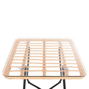 Coffee table Gerry P,e,ratan in beige-black metal frame 50x50x47.5cm Hm5717