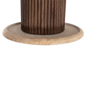 Холна маса Gladys Hm9714 от масивно мангово дърво и плот от травертин D55x50hcm