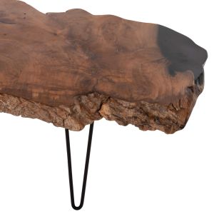 Холна маса Glaze Naturally Hm9750 от масивно тиково дърво с черни метални крака 110x60x48hcm