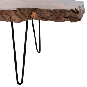 Холна маса Glaze Naturally Hm9750 от масивно тиково дърво с черни метални крака 110x60x48hcm