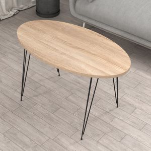 Холна маса Granit Hm18177,03 меламин в цвят Sonama-черни метални крака 90x50x42hcm