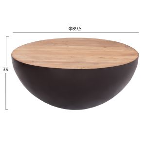 Coffee table Half Moon Hm8717.22 acacia solid wood reddish color Φ89.5x39hcm.