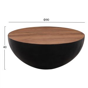 Холна маса Half Moon-полумесец метална основа и плот акация масив D90x40 Hm8717,01