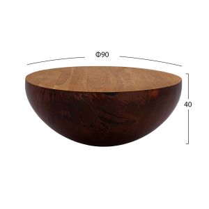 Холна маса Half Moon-полумесец метална основа и плот акация масив Rusty Hm8717,02 D90x40