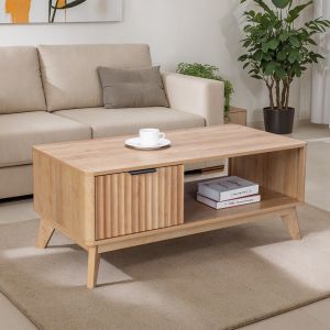 Coffee table Hamea made of Mdf in natural color 110x55.2x45cm