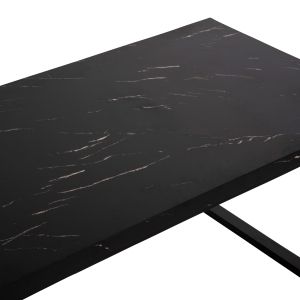 Холна маса Hm9585,01 Mdf плот черен с мраморен ефект с черна метална база 120x60x46hcm