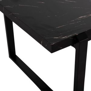 Холна маса Hm9585,01 Mdf плот черен с мраморен ефект с черна метална база 120x60x46hcm