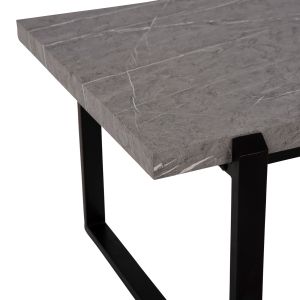 Холна маса Hm9585,02 Mdf плот сив с мраморен ефект с черна метална база 120x60x46hcm