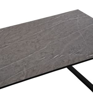 Холна маса Hm9585,02 Mdf плот сив с мраморен ефект с черна метална база 120x60x46hcm