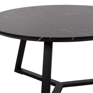 Холна маса Hm9586,01 Mdf плот черен с мраморен ефект и метална стойка D80x42hcm