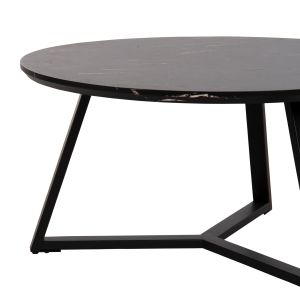 Холна маса Hm9586,01 Mdf плот черен с мраморен ефект и метална стойка D80x42hcm