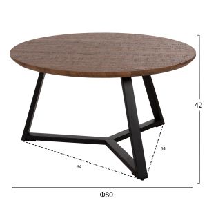 Холна маса Hm9586,04 Mdf плот цвят орех и метална база D80x42hcm