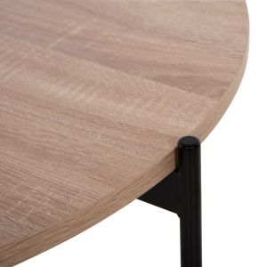 Холна маса Hm9588,03 Mdf плот цвят сонома с черна метална база D80x45hcm