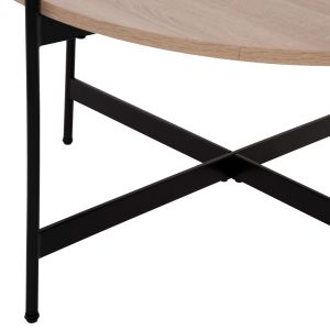 Холна маса Hm9588,03 Mdf плот цвят сонома с черна метална база D80x45hcm