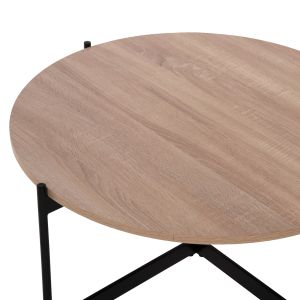 Холна маса Hm9588,03 Mdf плот цвят сонома с черна метална база D80x45hcm