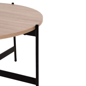 Холна маса Hm9588,03 Mdf плот цвят сонома с черна метална база D80x45hcm