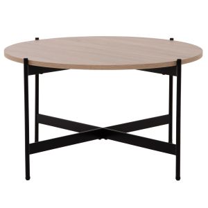 Холна маса Hm9588,03 Mdf плот цвят сонома с черна метална база D80x45hcm