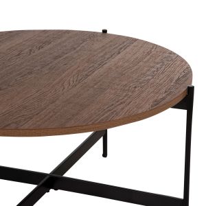 Coffee table Hm9588,04 MDF walnut-black metal base D80x45cm