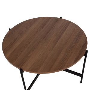 Coffee table Hm9588,04 MDF walnut-black metal base D80x45cm