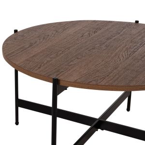 Coffee table Hm9588,04 MDF walnut-black metal base D80x45cm