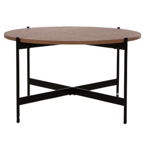 Coffee table Hm9588,04 MDF walnut-black metal base D80x45cm