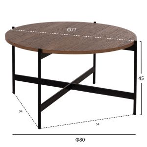 Coffee table Hm9588,04 MDF walnut-black metal base D80x45cm